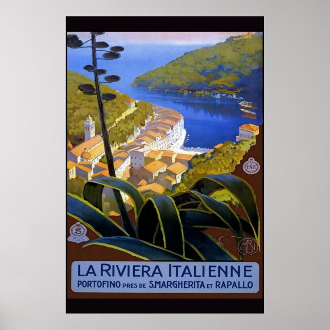 Riviera Italienne Vintage affiche de voyage italie (Devant)