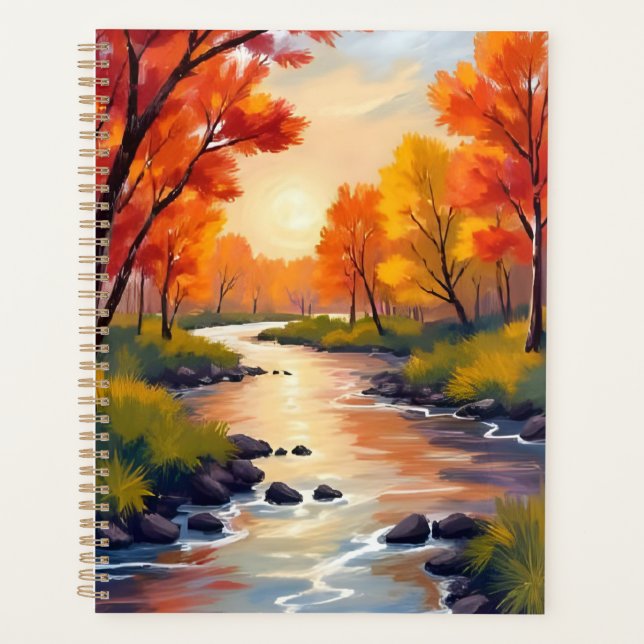 Rivière d'Automne | Aquarelle de la nature des feu (Devant)