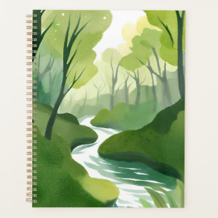 Rivière de Green Peinture Aquarelle de Forêt