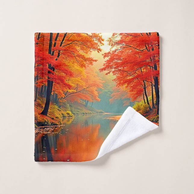 Rivière forestière d'automne (Gant de toilette)