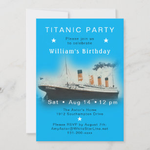 RMS Titanic Blue Invitation d'anniversaire