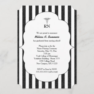 RN Nurse pinning cérémonie invitations noir partie