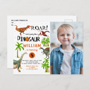 Roar Dinosaur Jungle Anniversaire Photo Invitation