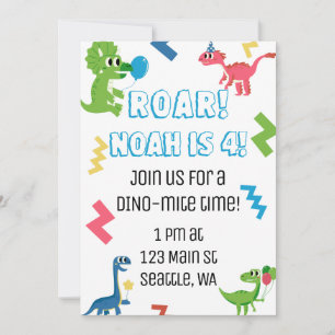Roar I'm 4 Dinosaur Anniversaire Fête Invitation