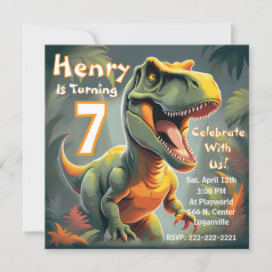 Roar T-Rex Dinosaur Invitation pour le 7e annivers