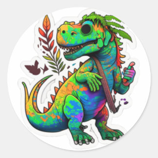 Roaring Dino : Fun Dinosaur Sticker Design"