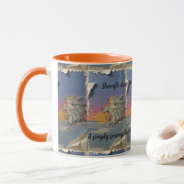 Roaring Lion Sunrise Papercut Mug (Avec donut)