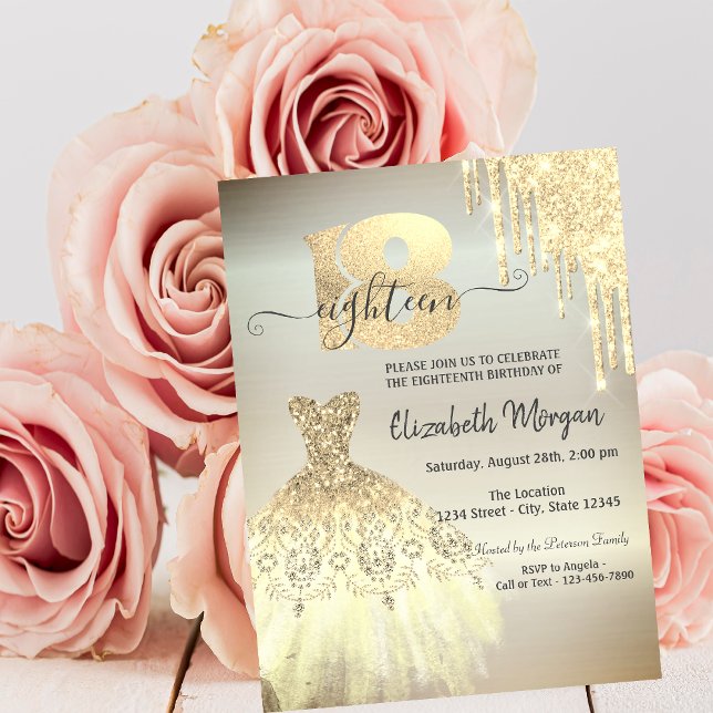 Robe à gouttes d'or chic 18e Invitation (Créateur téléchargé)