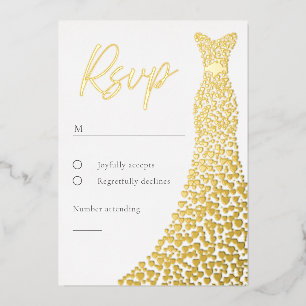 Robe à huile d'or Carte RSVP nuptiale ou d'anniver