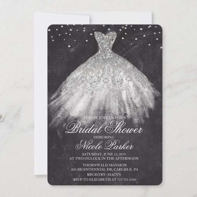Robe à paillettes pour douche de mariée Invitation (Devant)