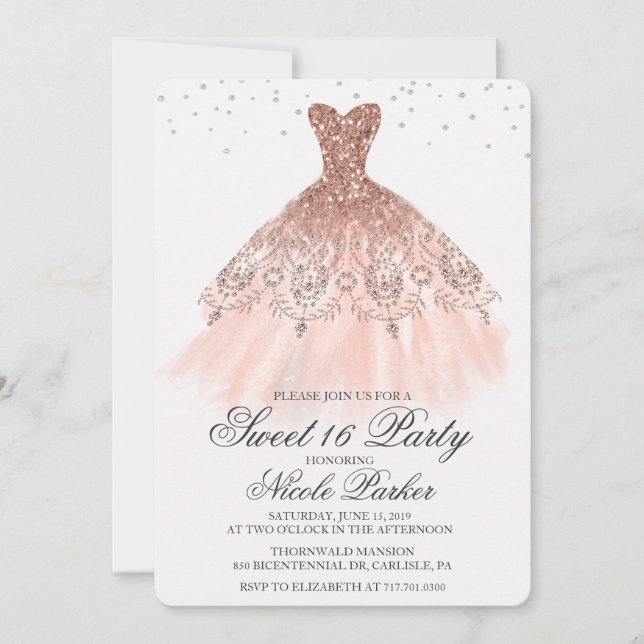 Robe à paillettes Sweet 16 Invitation diamant (Devant)