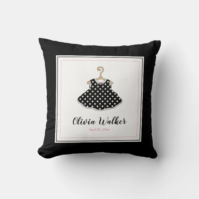 Robe à pois noire pour petite fille - Coussin de b (Recto)