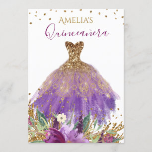 Robe Améthyste Étincelante Quinceanera Invitation