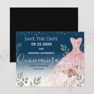Robe argent et rose Quinceanera Enregistrer la dat