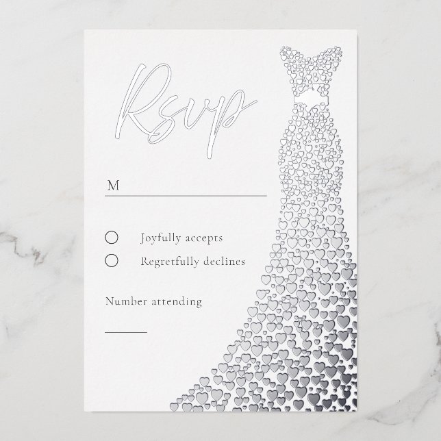 Robe Argent Robe Mariée Ou Carte RSVP Anniversaire (Recto)