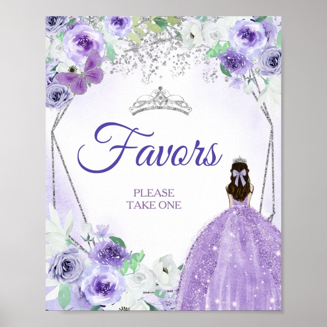 Robe Argent & Violet Quinceañera Favorisera Poster (Devant)