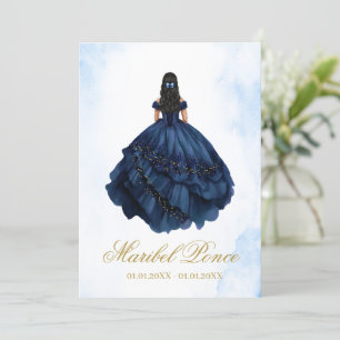 Robe bleue Quinceanera invitation