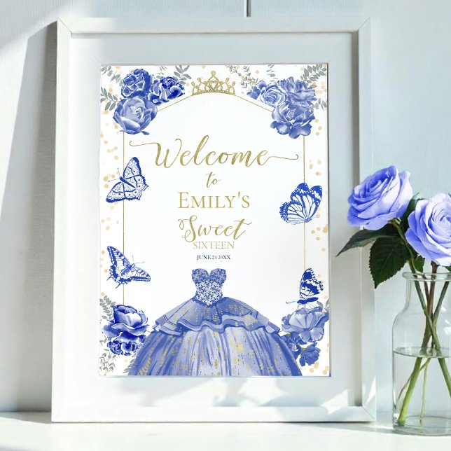 Robe Bleue Royale Douce 16 Affiches de bienvenue (Créateur téléchargé)