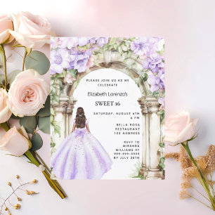 Robe d'arc de fleurs de lavande Sweet 16 invitatio