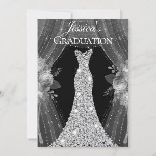 Robe d'argent Invitation de la fête de graduation