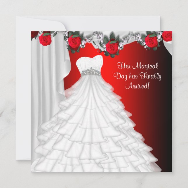 Robe de fête Rouge Rose Quinceanera Invitations (Devant)