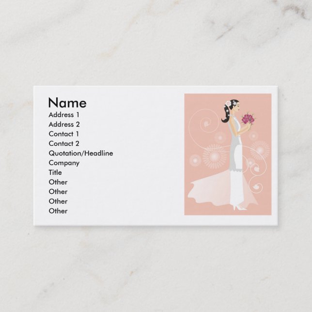 Robe de mariage ou carte de visite nuptiale de (Devant)