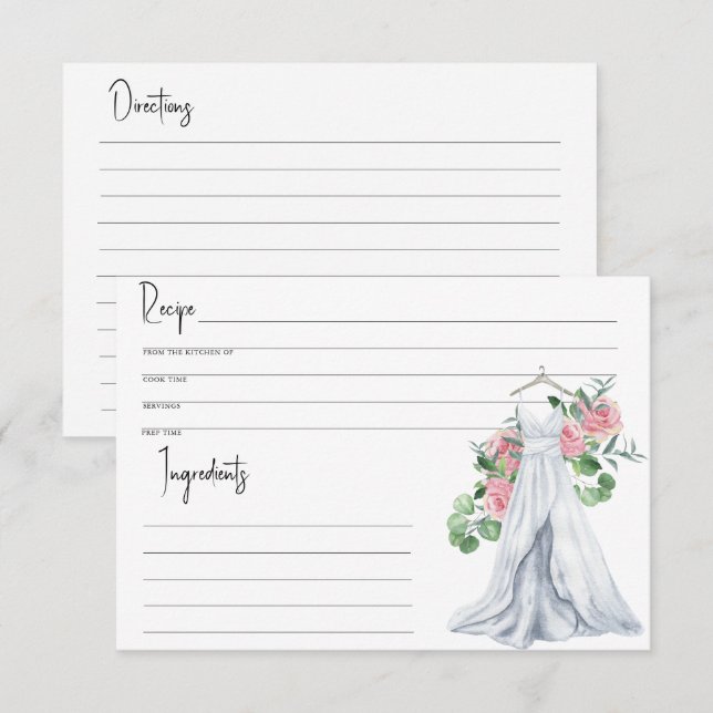 Robe de mariée - Baby shower, Carte de recette (Devant / Derrière)