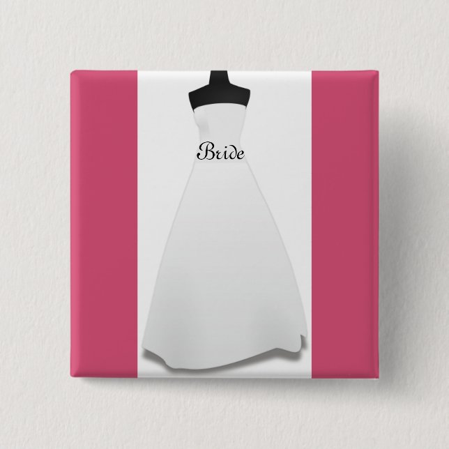 Robe de mariée blanche Épinglette Bouton Badge Cad (Devant)