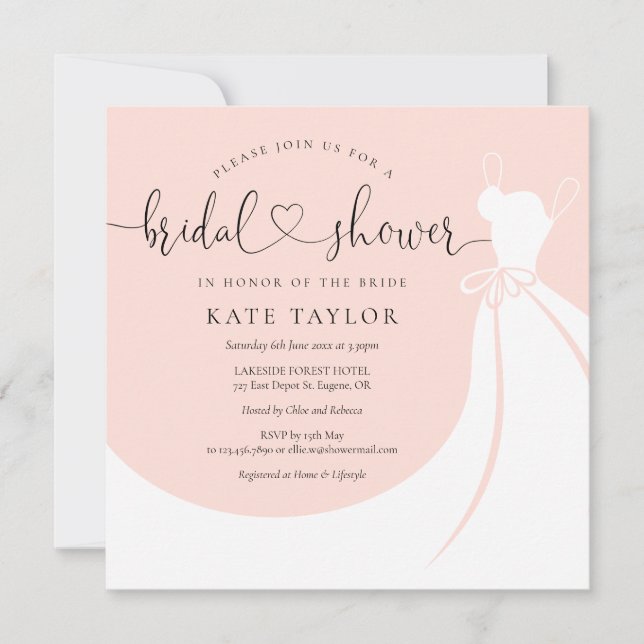 Robe de Mariée Élégante Rose Rose Poudré (Devant)