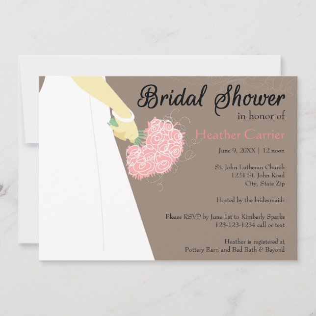 Robe de mariée et bouquet - Invitation à une soiré (Devant)