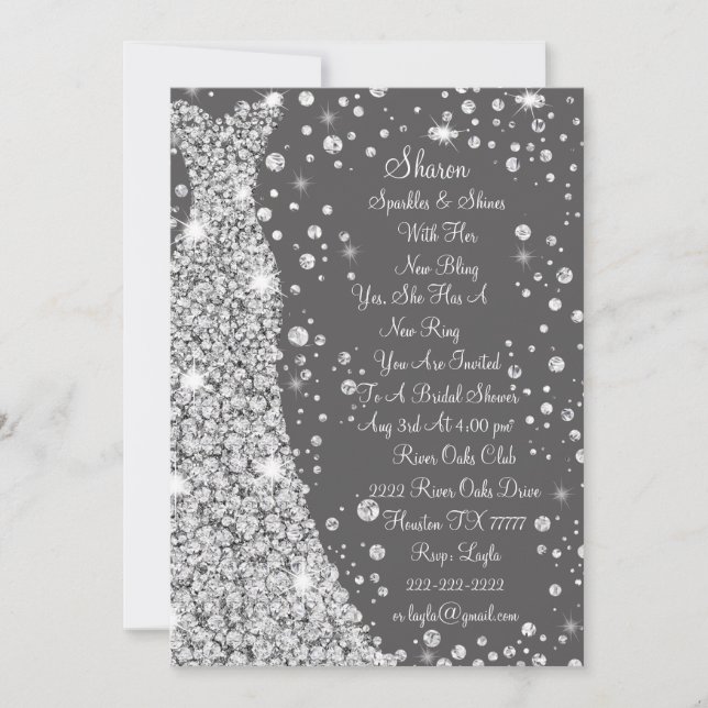 Robe de mariée incrustée de diamants Invitation de (Devant)