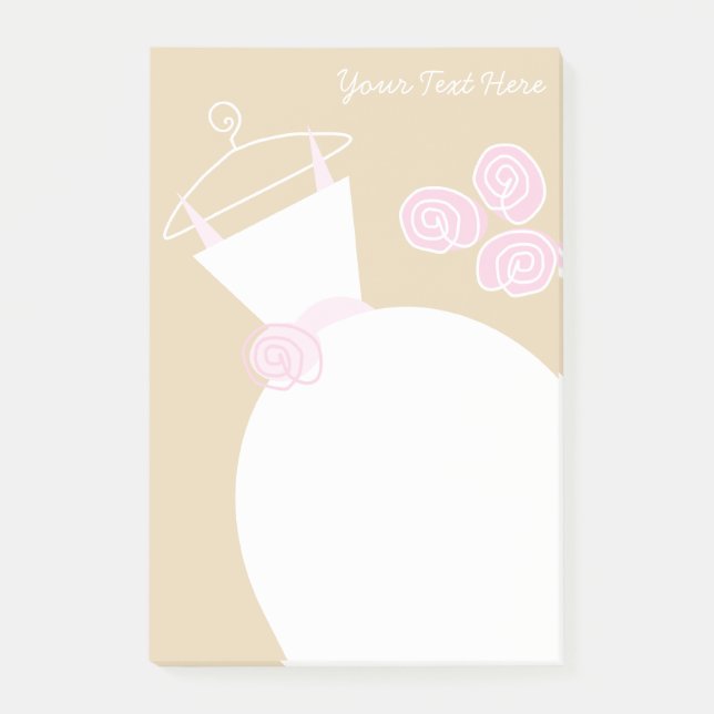Robe de mariée Note post-it texte rose beige (Devant)
