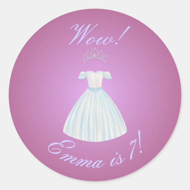 Robe de princesse et autocollant de tiare rose et  (Devant)
