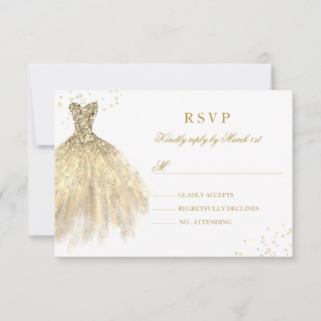 Robe de Quinceanera à paillettes dorées RSVP (Devant)