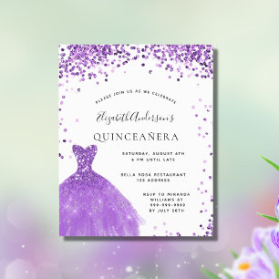 Robe de Quinceanera violette blanche pailletée