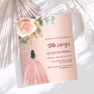 Robe d'or rose Quinceanera invitation budgétaire