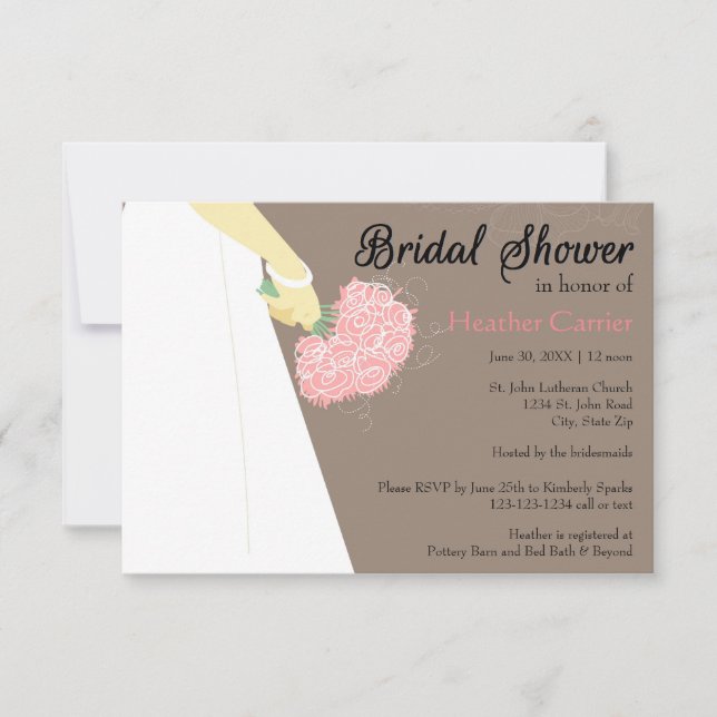 Robe et bouquet Mariage - Invitation de Fête de l' (Devant)