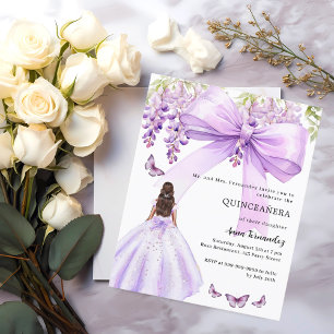 Robe fleurie arc lavande Quinceanera invitation