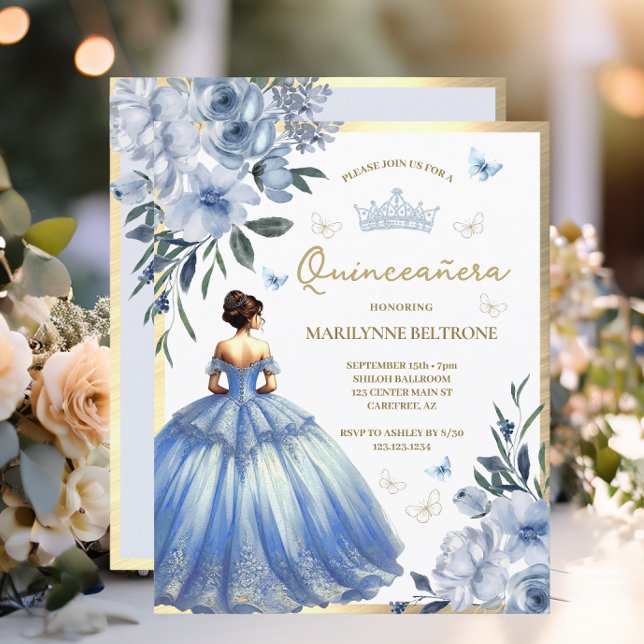 Robe Fleurie Bleue Budget Papillon Quinceañera  (Créateur téléchargé)