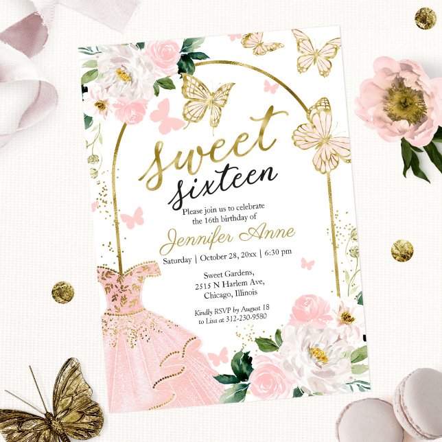Robe Fleurie "Sweet 16" Invitation Papillon (Créateur téléchargé)
