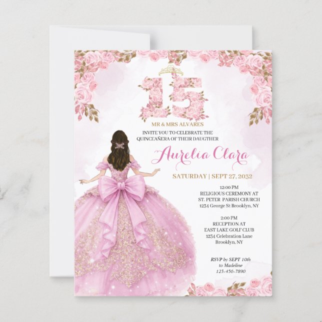 Robe Floral Blush Coquette Quinceanera BUDGET (Devant)