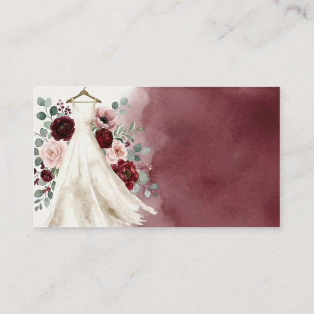 Robe florale rouge burgundy rose Invitation de dou (Dos)