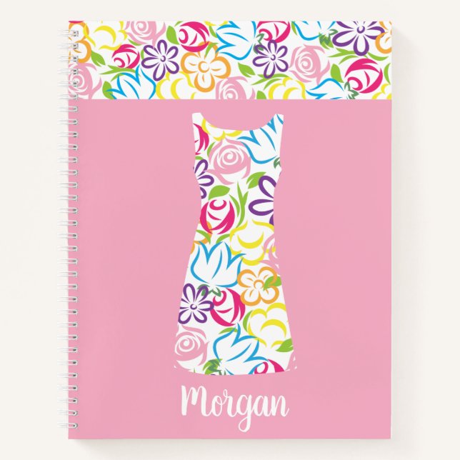 Robe florale Shift Carnet Spiral personnalisé (Devant)