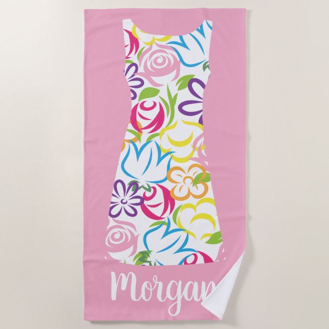 Robe Flore Shift Serviette de plage personnalisée (Devant)