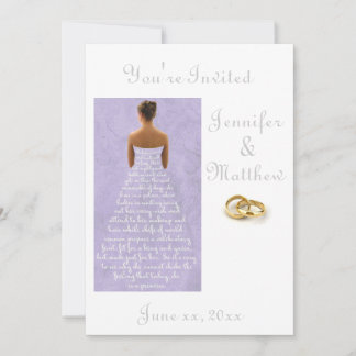Robe mariage anneaux or mariage violet invitation