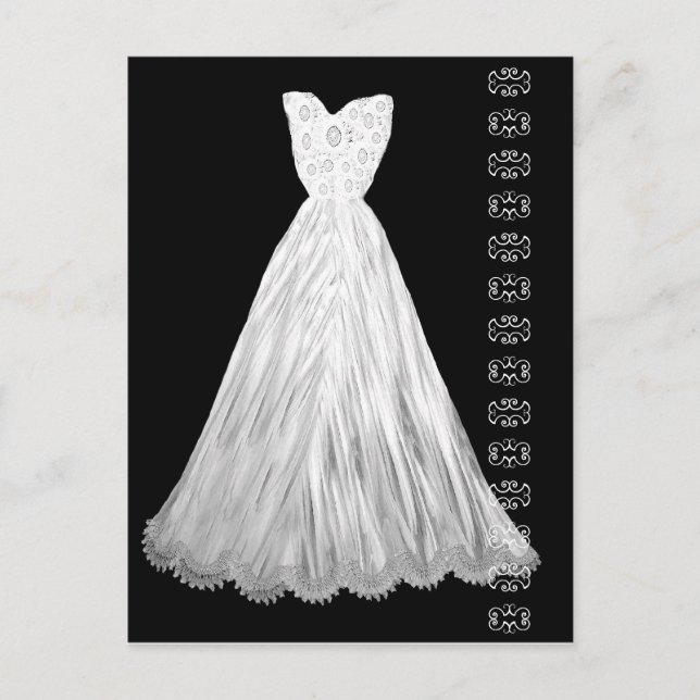 Robe Mariage blanche avec carte postale Accent den (Devant)