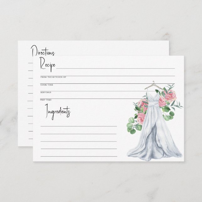 Robe mariage - Douche nuptiale, Carte Recette (Devant / Derrière)