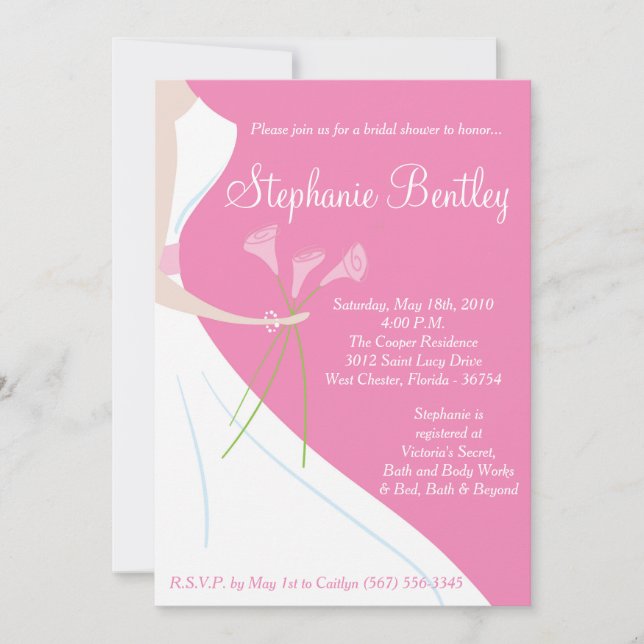 Robe Mariage rose Invitation de douche nuptiale (Devant)