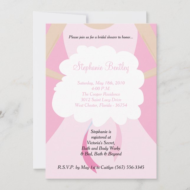 Robe Mariage rose Invitation de douche nuptiale (Devant)