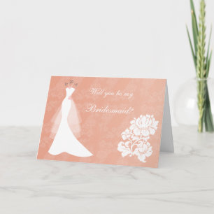 Robe mariage, rose sur corail Carte de femme de ch